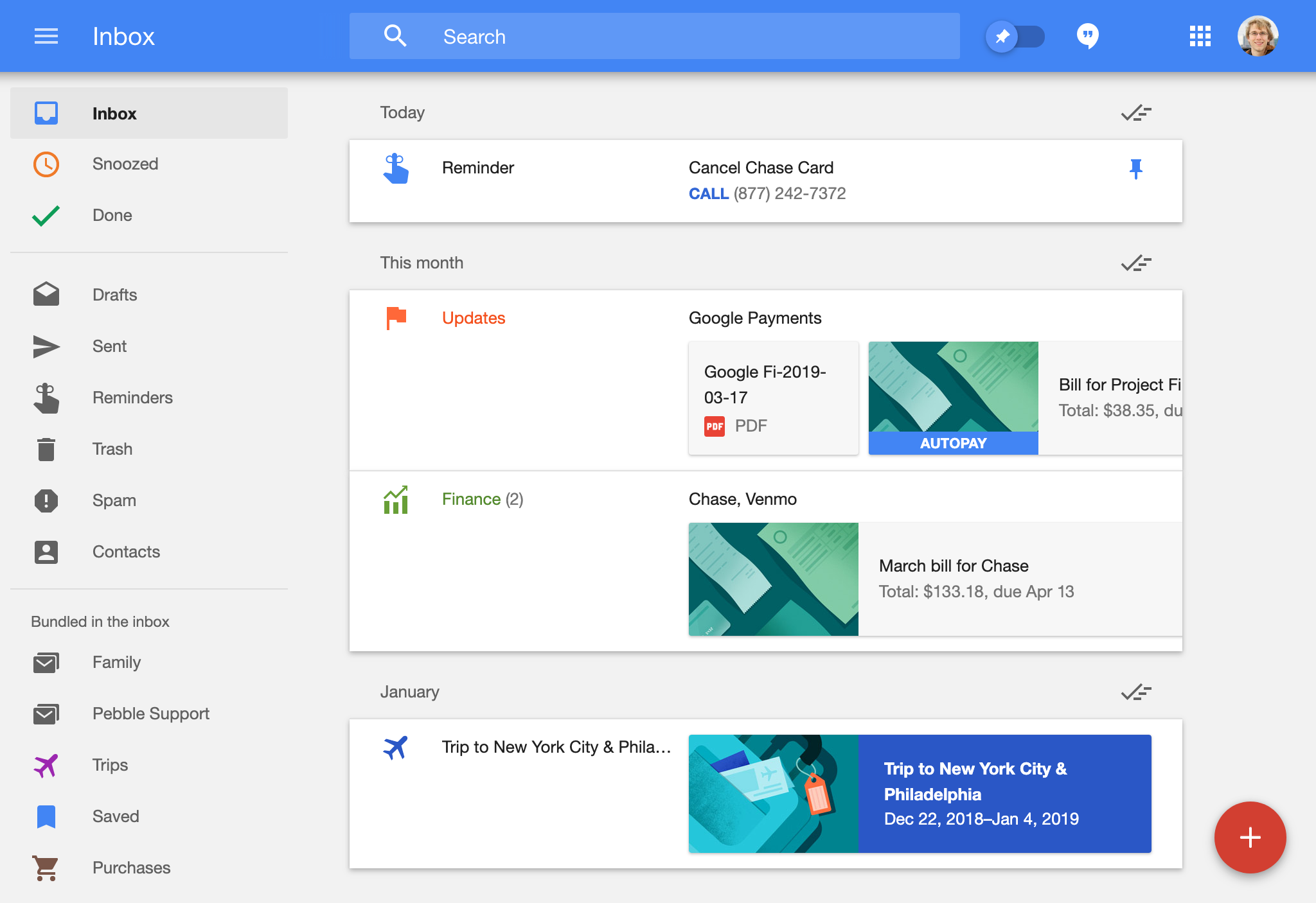 dear reader please don't steal my identity thanks Screenshot showing Google Inbox, with several of my personal emails