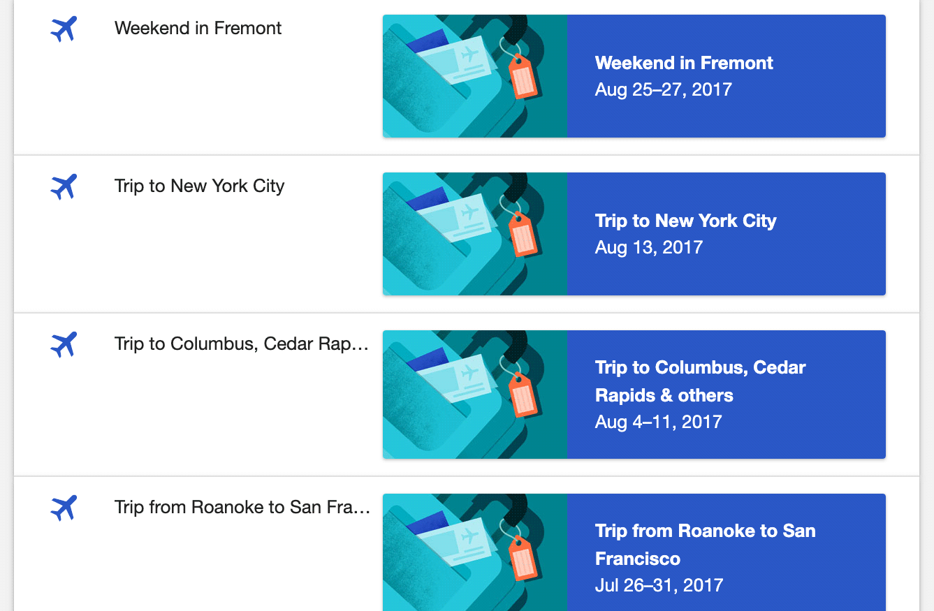 The real question is why did have a weekend in Fremont Screenshot showing a list of archived trip bundles